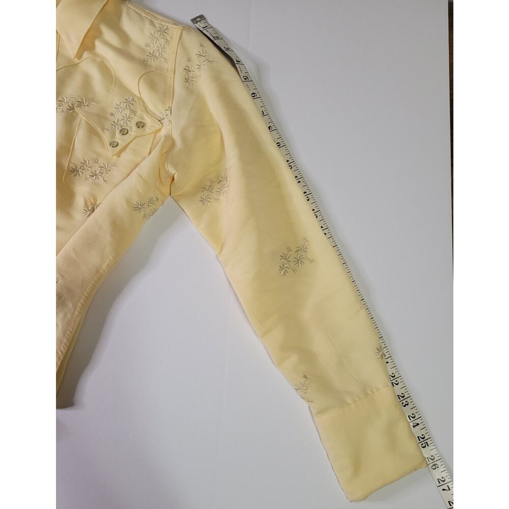 VTG Stetson Womens M Yellow Embroidered Western Pearl Snap Long Sleeve Shirt - Picture 5 of 9